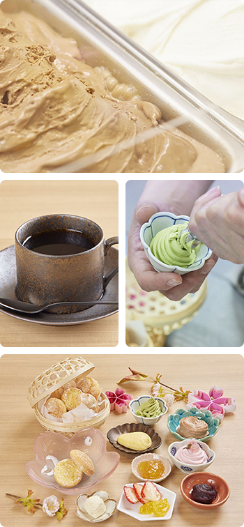 ジェラート、コーヒー、ケーキ、ケーキセット